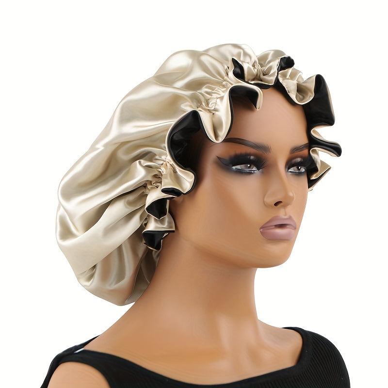 1pc Reversible Double Layer Satin Bonnet for Curly Hair, Soft and Comfortable Night Sleeping Cap for Women with Large Size